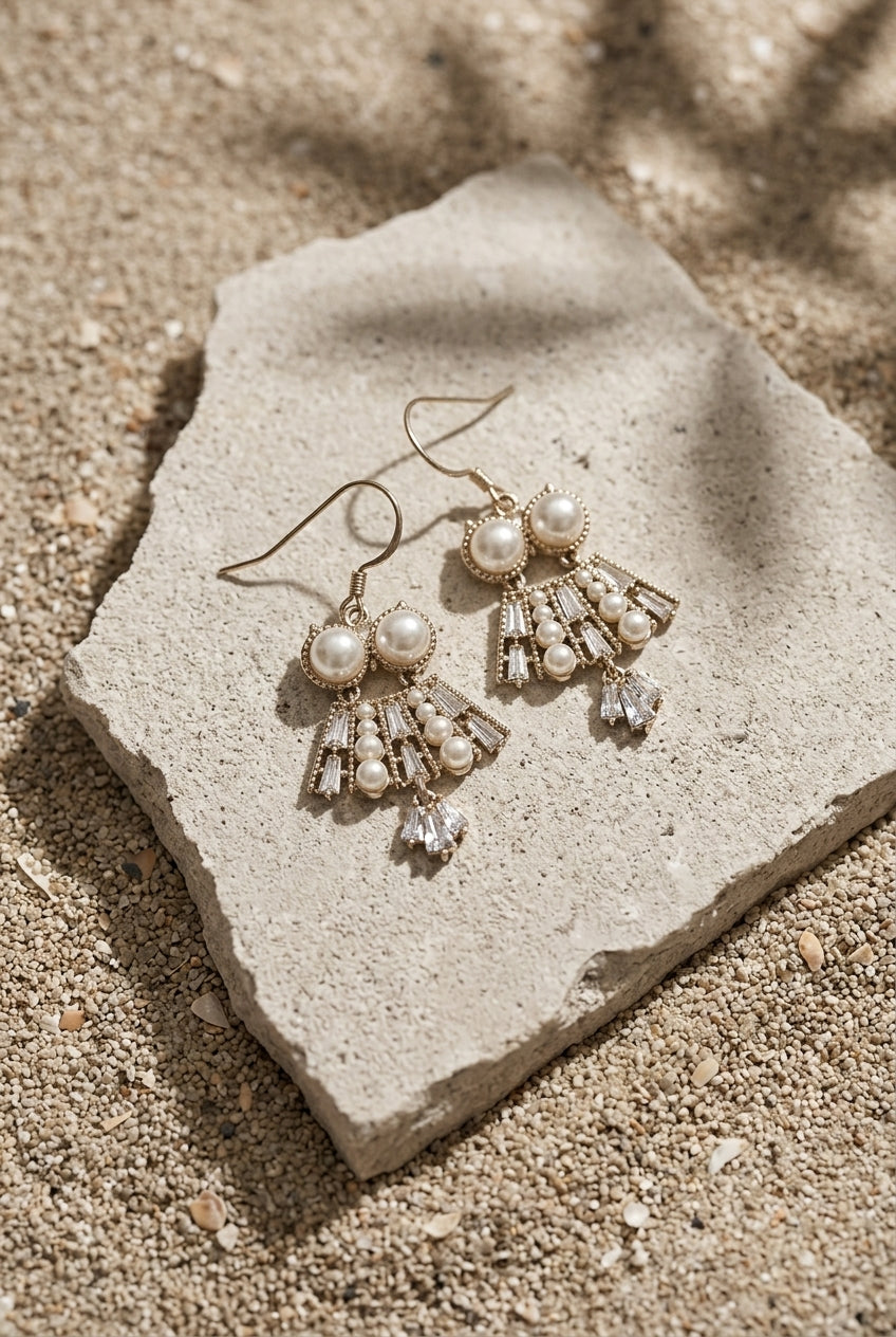 Pearl Deco Chandelier Earrings