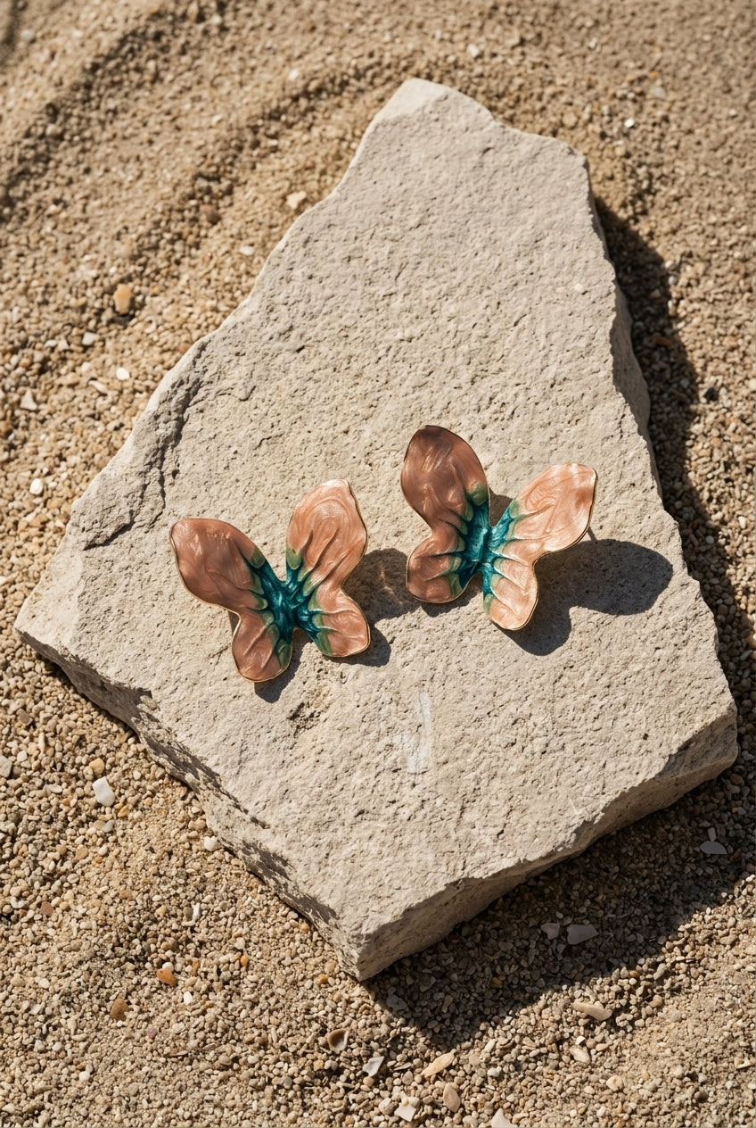 Bronze Butterfly Enamel Studs