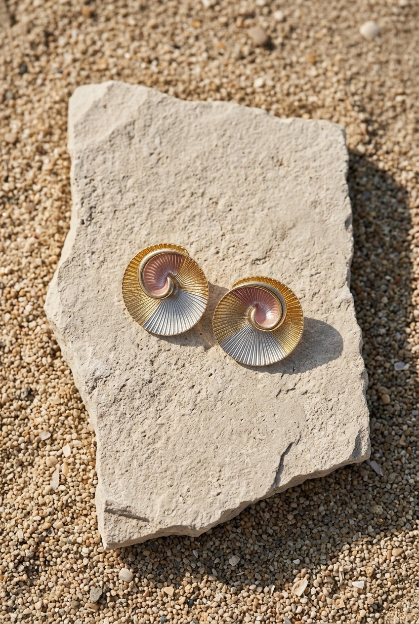 Nautilus Shell Studs — Rose Pearl