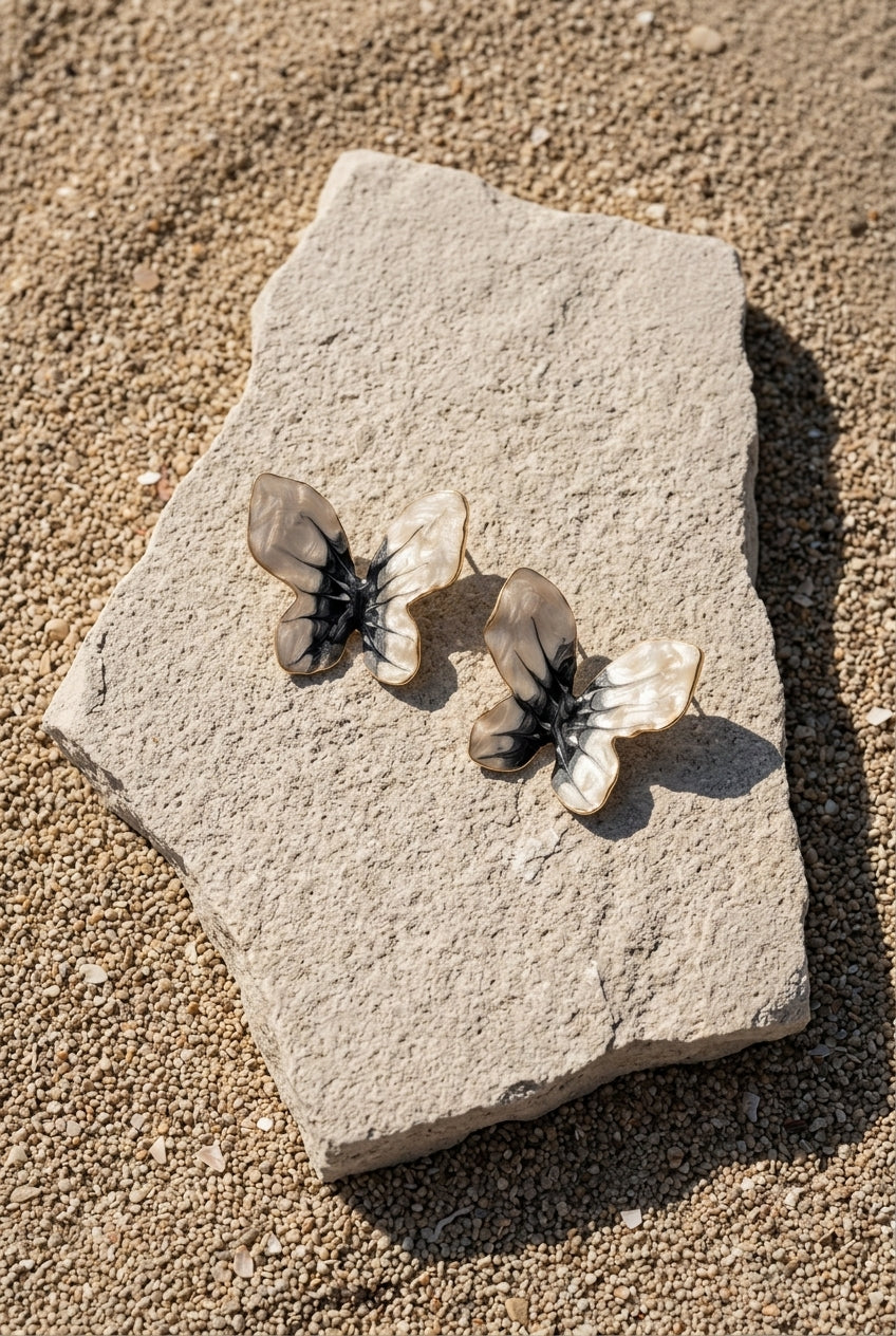 Ivory Wing Butterfly Studs