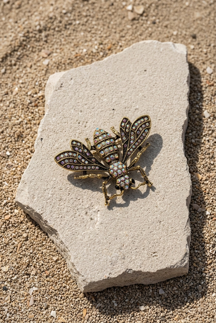 Iridescent Pavé Bee Brooch