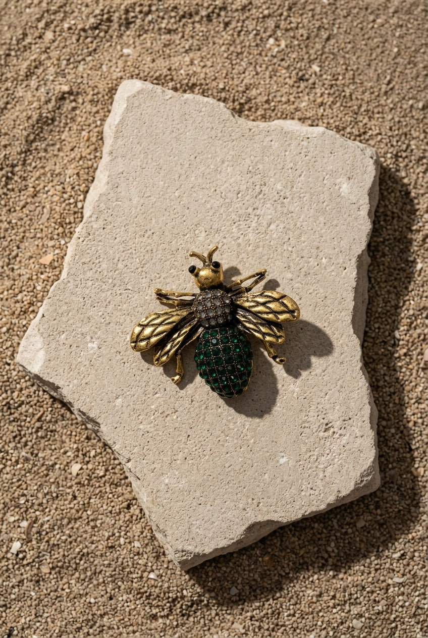 Emerald Bee Brooch