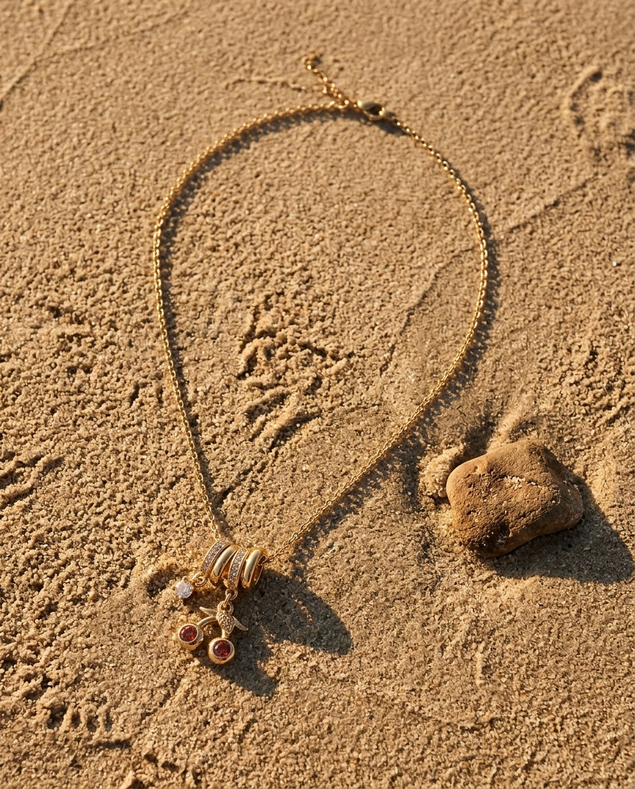 Golden Cherry Charm Necklace