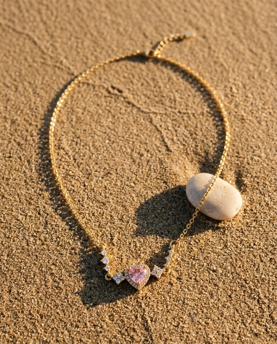 Rose Heart Crystal Necklace