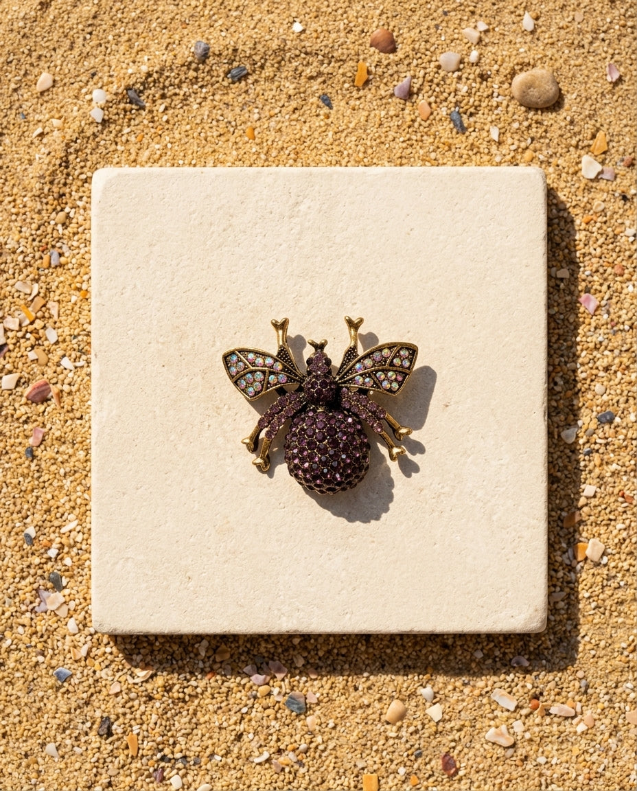 Amethyst Pavé Bee Brooch